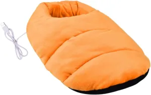 1pc Electric Heating Foot Warmer for Winter Soft Plush Slippers Comfortable and Safe for Office and Study Use Instant Heat with Connection Orange