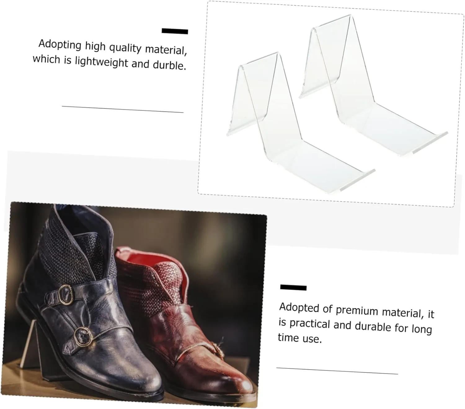 4sets 2pcs Acrylic Shoe Display Stand for Retail Shops Sneaker Holder Rack for Sandals High Heels Casual Sports Shoes Organization for Shopping Malls 2pcs*4