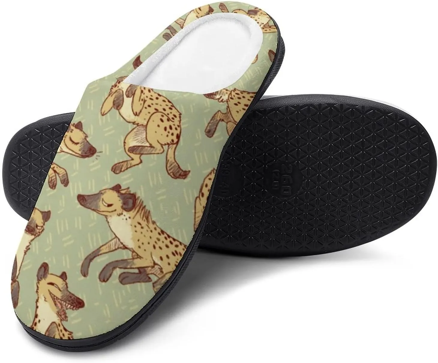 African Hyena Cotton Slippers Memory Foam House Slippers Closed Toe Winter Warm Shoes