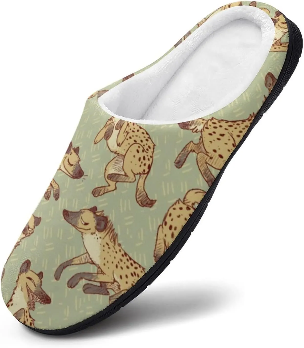 African Hyena Cotton Slippers Memory Foam House Slippers Closed Toe Winter Warm Shoes