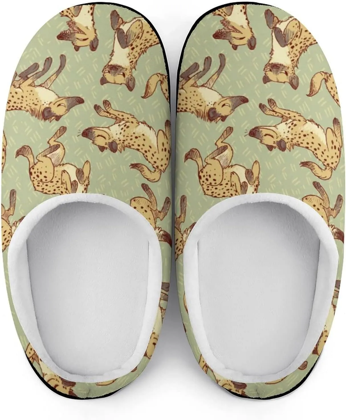 African Hyena Cotton Slippers Memory Foam House Slippers Closed Toe Winter Warm Shoes