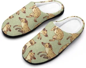 African Hyena Cotton Slippers Memory Foam House Slippers Closed Toe Winter Warm Shoes