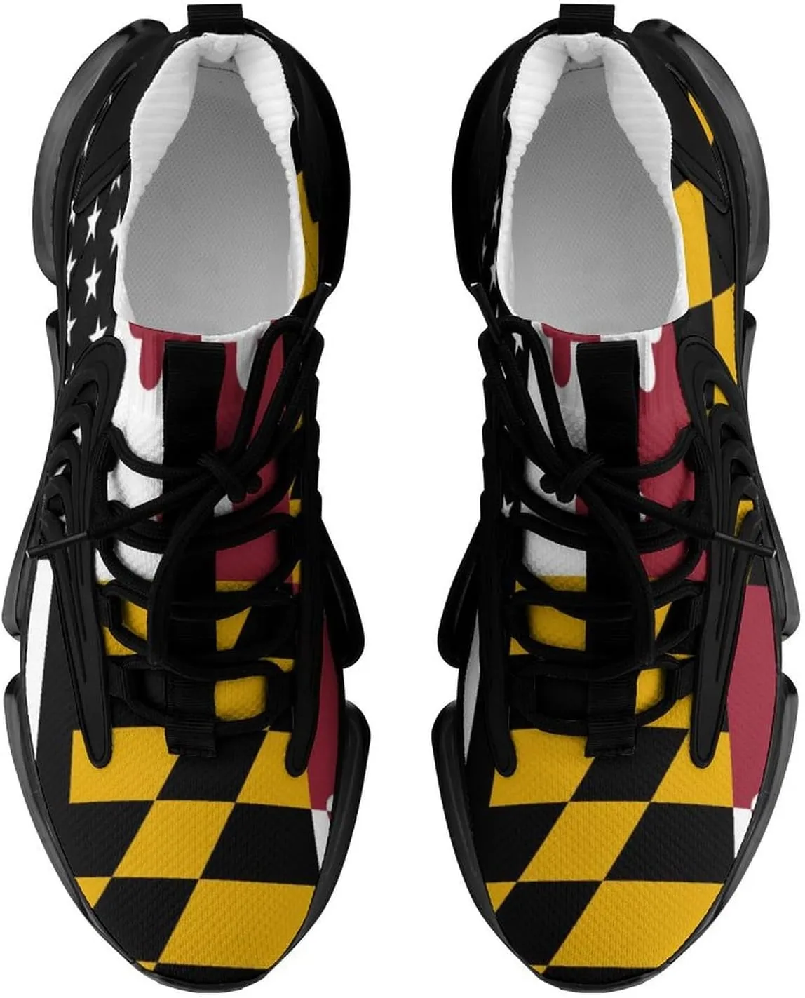 American Maryland Flag Comfortable Running Shoes for Men Quick Dry Non-Slip Tennis Gym Sneakers
