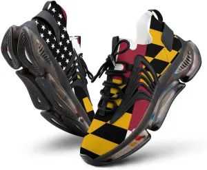 American Maryland Flag Comfortable Running Shoes for Men Quick Dry Non-Slip Tennis Gym Sneakers