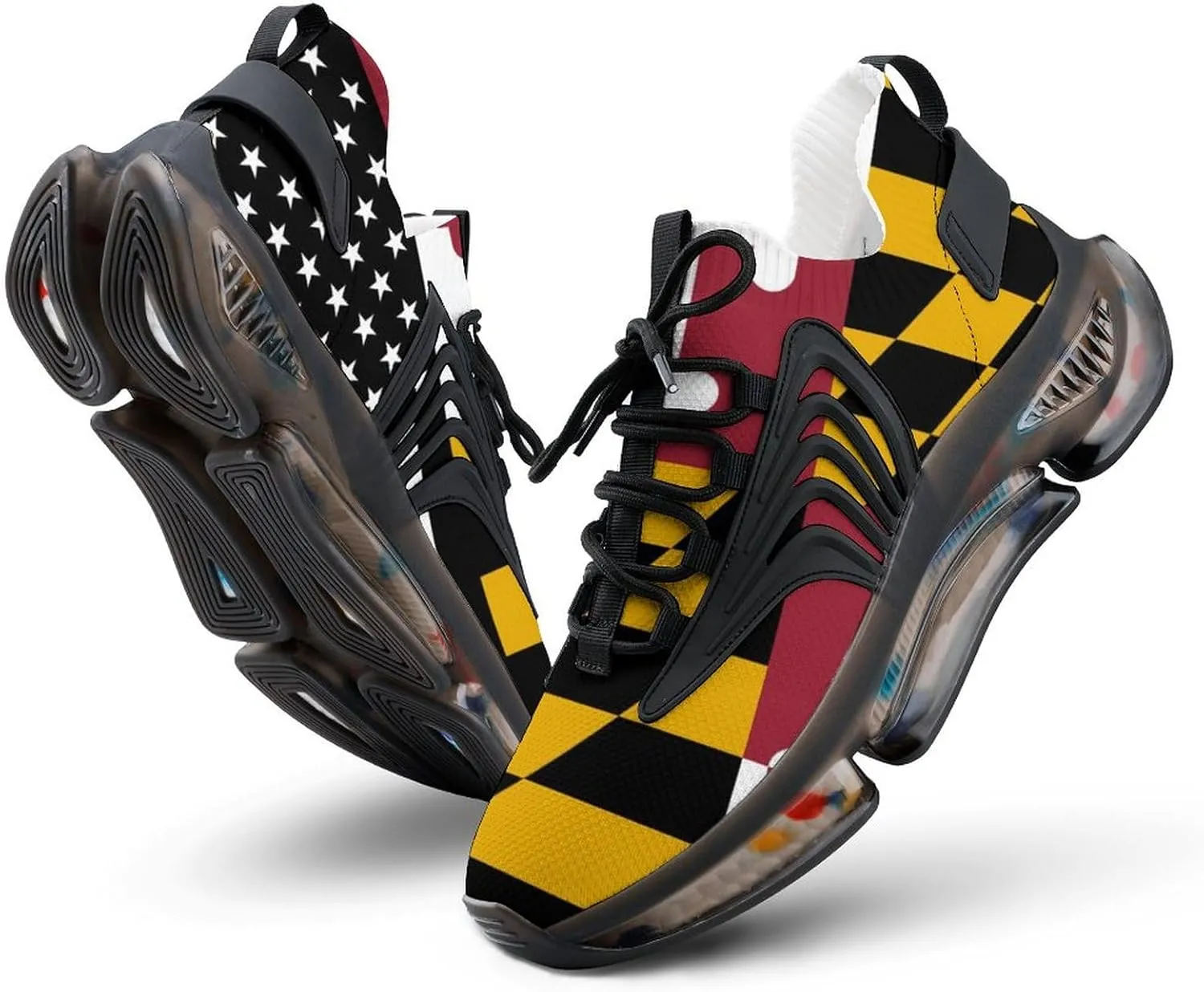 American Maryland Flag Comfortable Running Shoes for Men Quick Dry Non-Slip Tennis Gym Sneakers