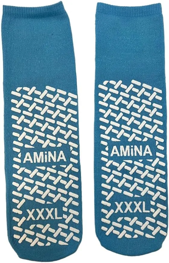 AMiNA Non Slip Socks - 3 Pairs Grip Socks for Women & Men, Elderly Safety & Recovery
