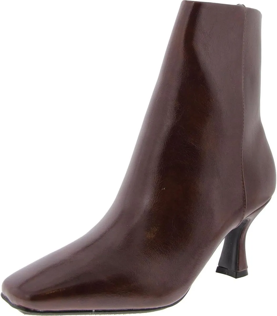 Anne Klein Womens Pablo Faux Leather Heeled Booties