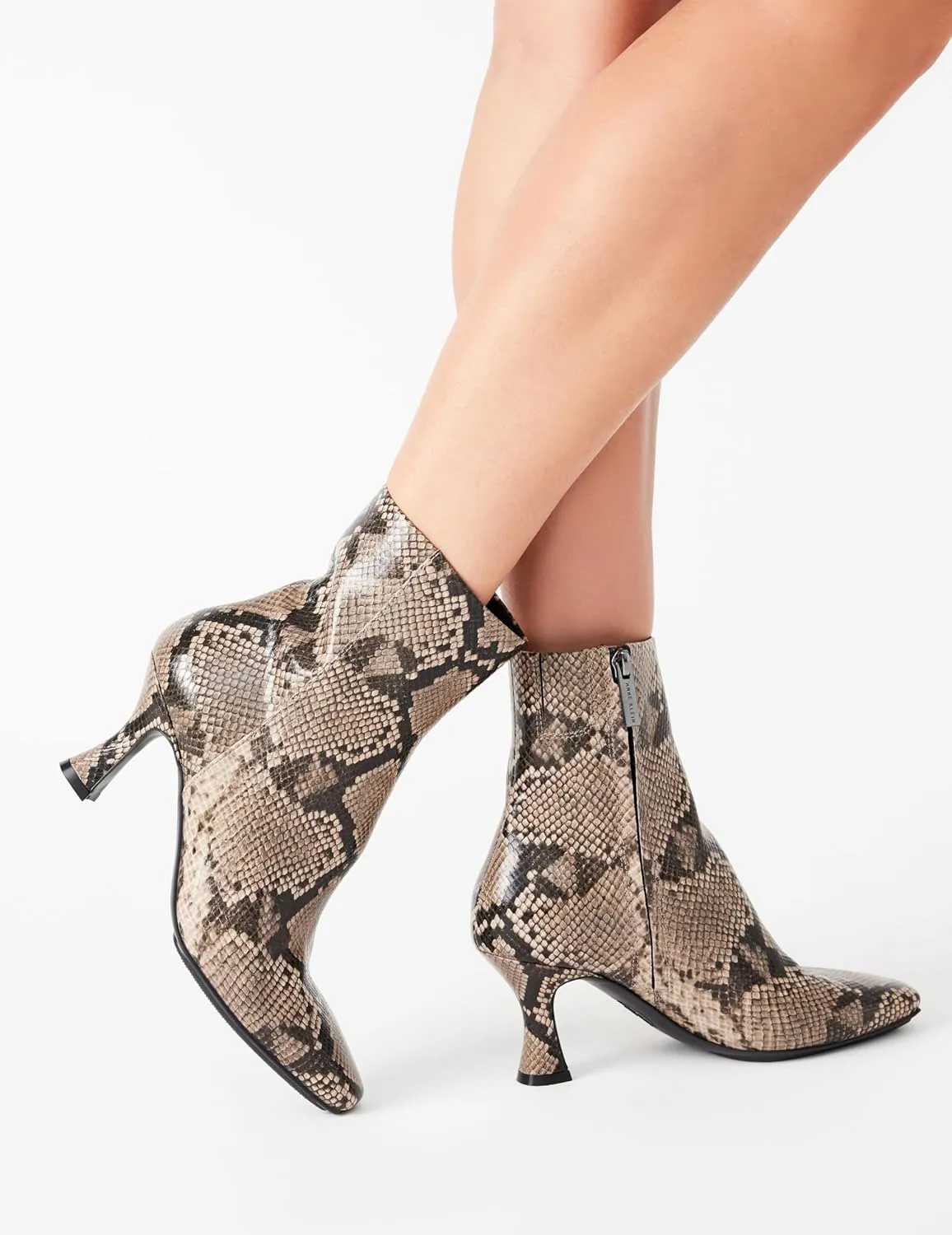 Anne Klein Womens Pablo Faux Leather Heeled Booties