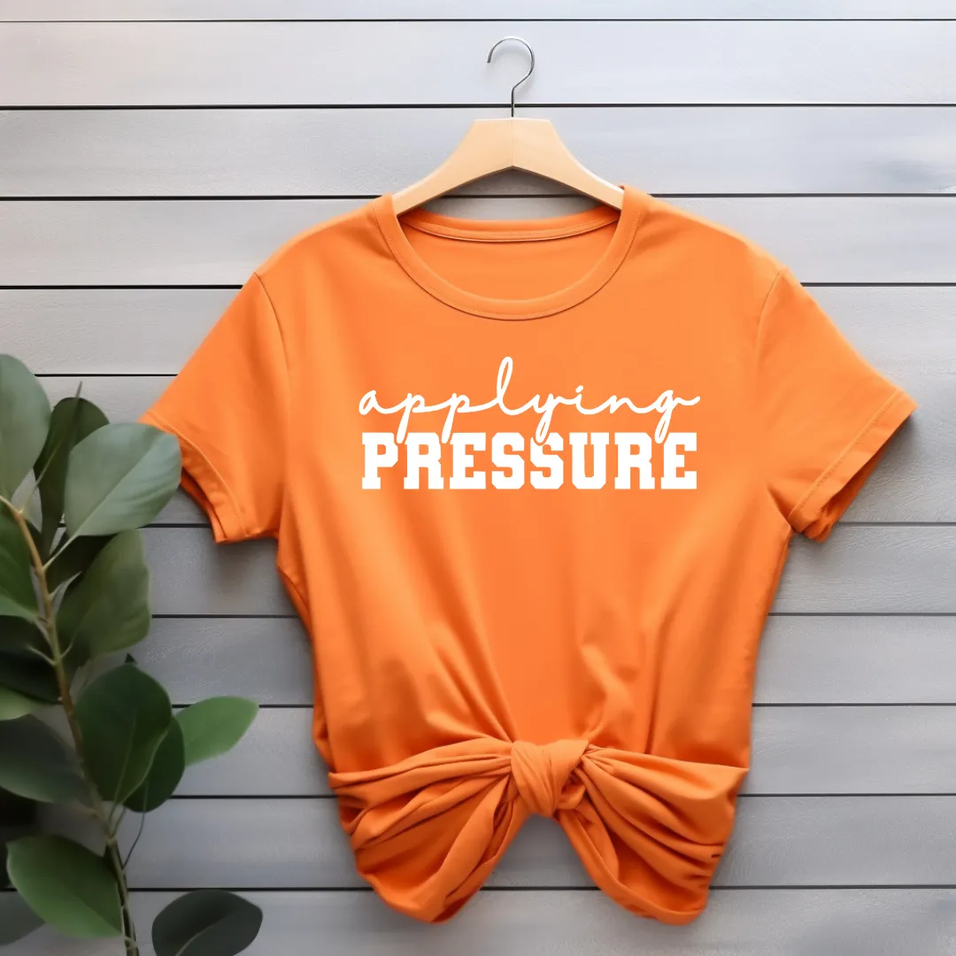 Applying Pressure T-Shirt (White Print)
