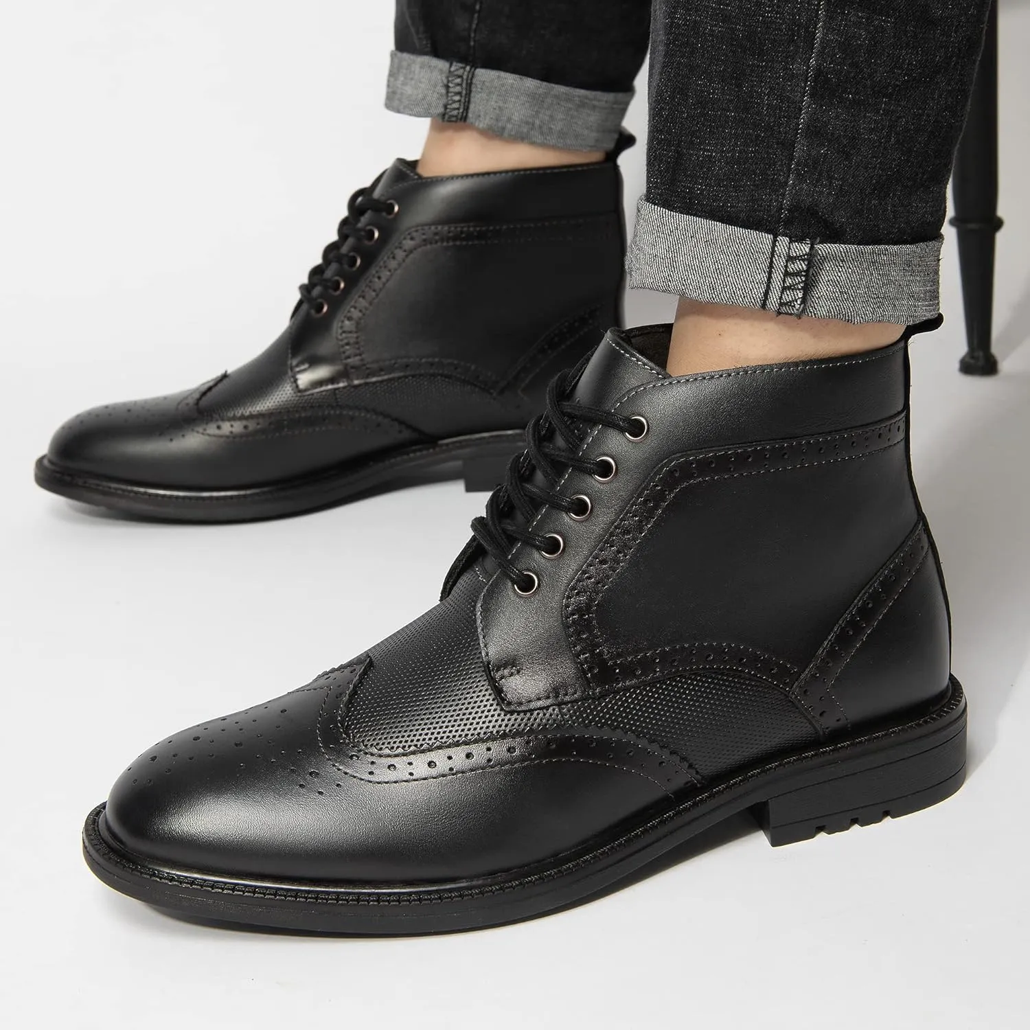 Arkbird Mens Oxford Dress Boots Fashion Casual Genuine Leather Brogue Chukka Ankle Boot for Men