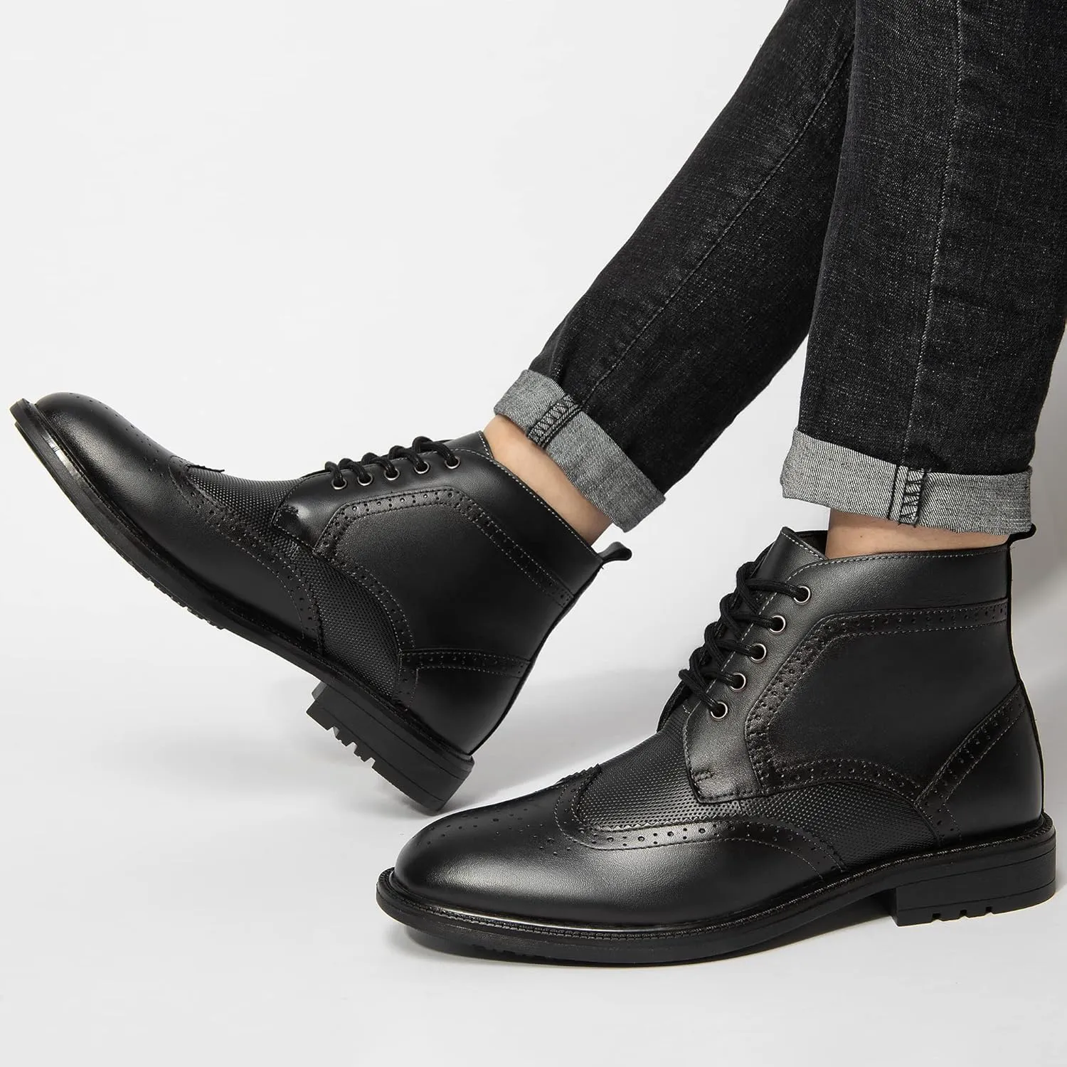 Arkbird Mens Oxford Dress Boots Fashion Casual Genuine Leather Brogue Chukka Ankle Boot for Men