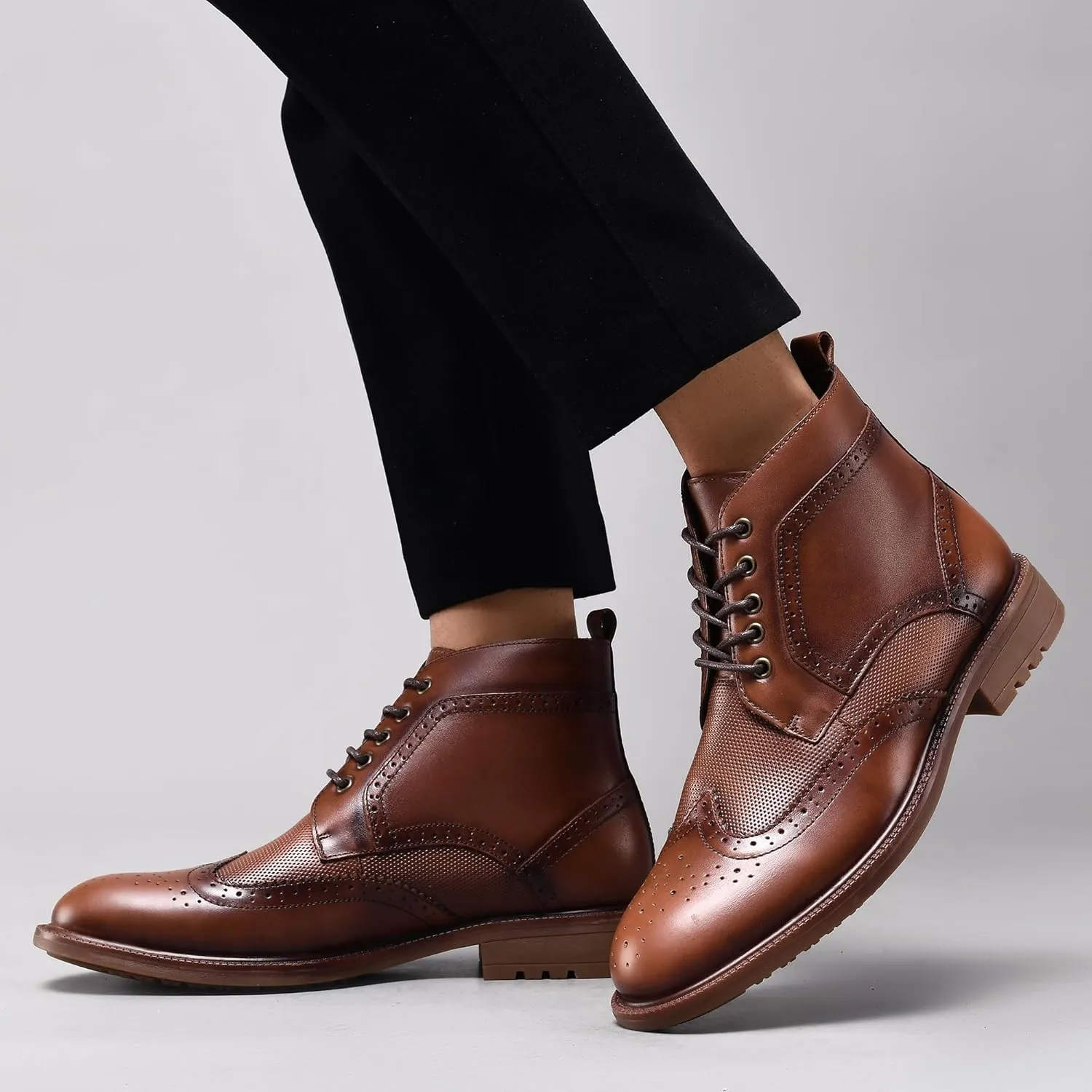 Arkbird Mens Oxford Dress Boots Fashion Casual Genuine Leather Brogue Chukka Ankle Boot for Men