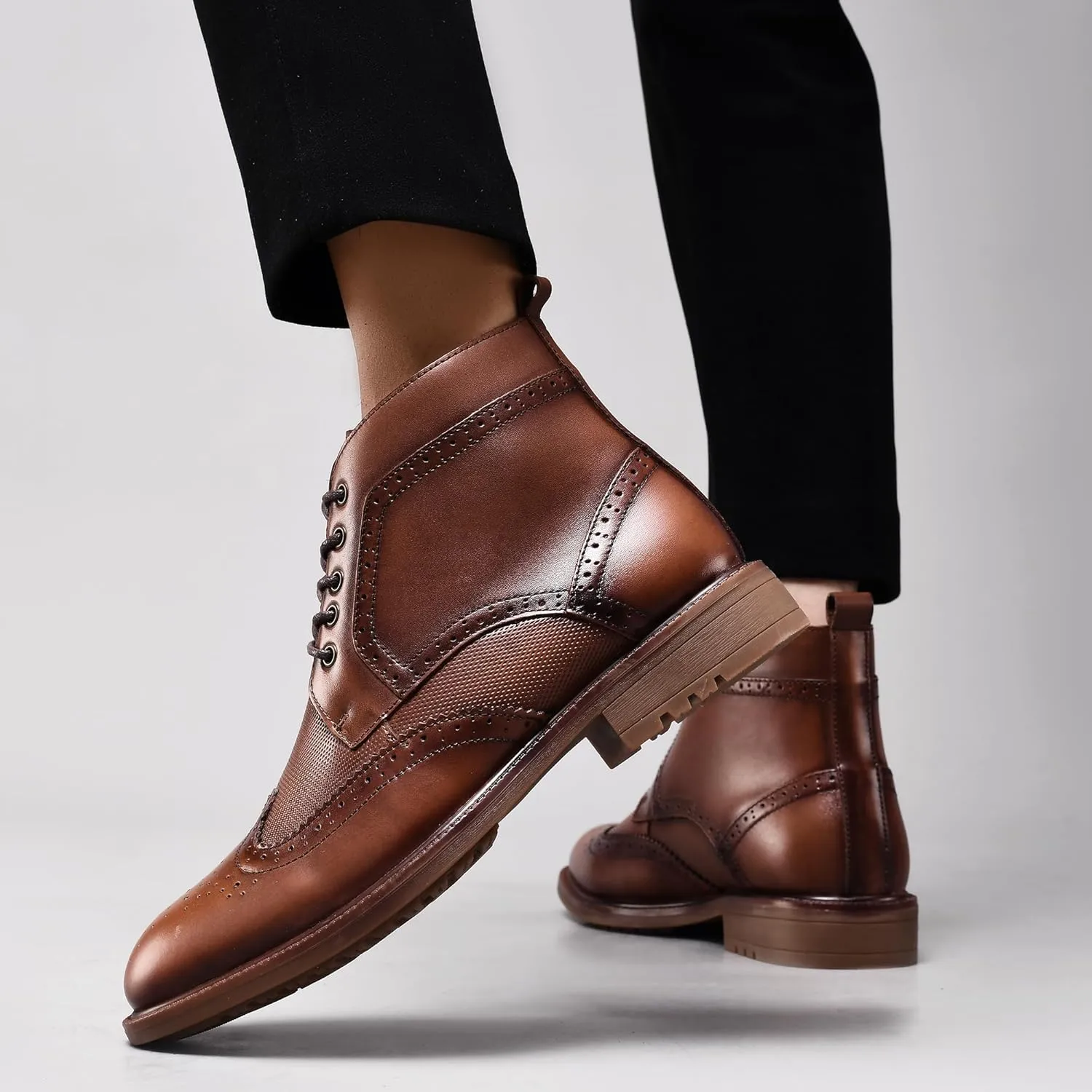 Arkbird Mens Oxford Dress Boots Fashion Casual Genuine Leather Brogue Chukka Ankle Boot for Men