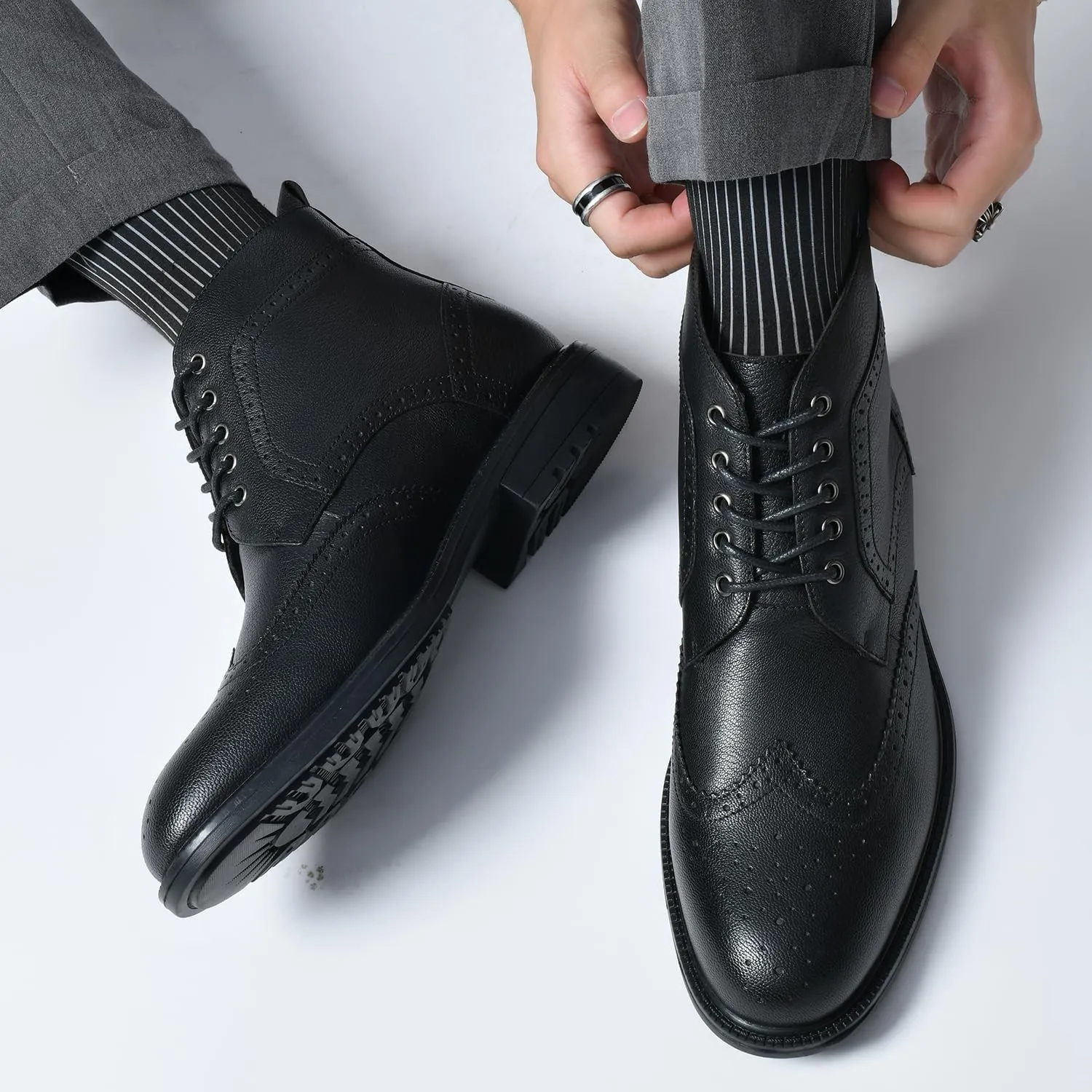 Arkbird Mens Oxford Dress Boots Fashion Casual Genuine Leather Brogue Chukka Ankle Boot for Men