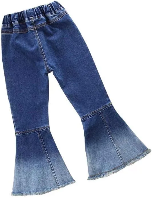 Baby Girls Bell-Bottom Ruffle Flare Jeans Skinny Pants