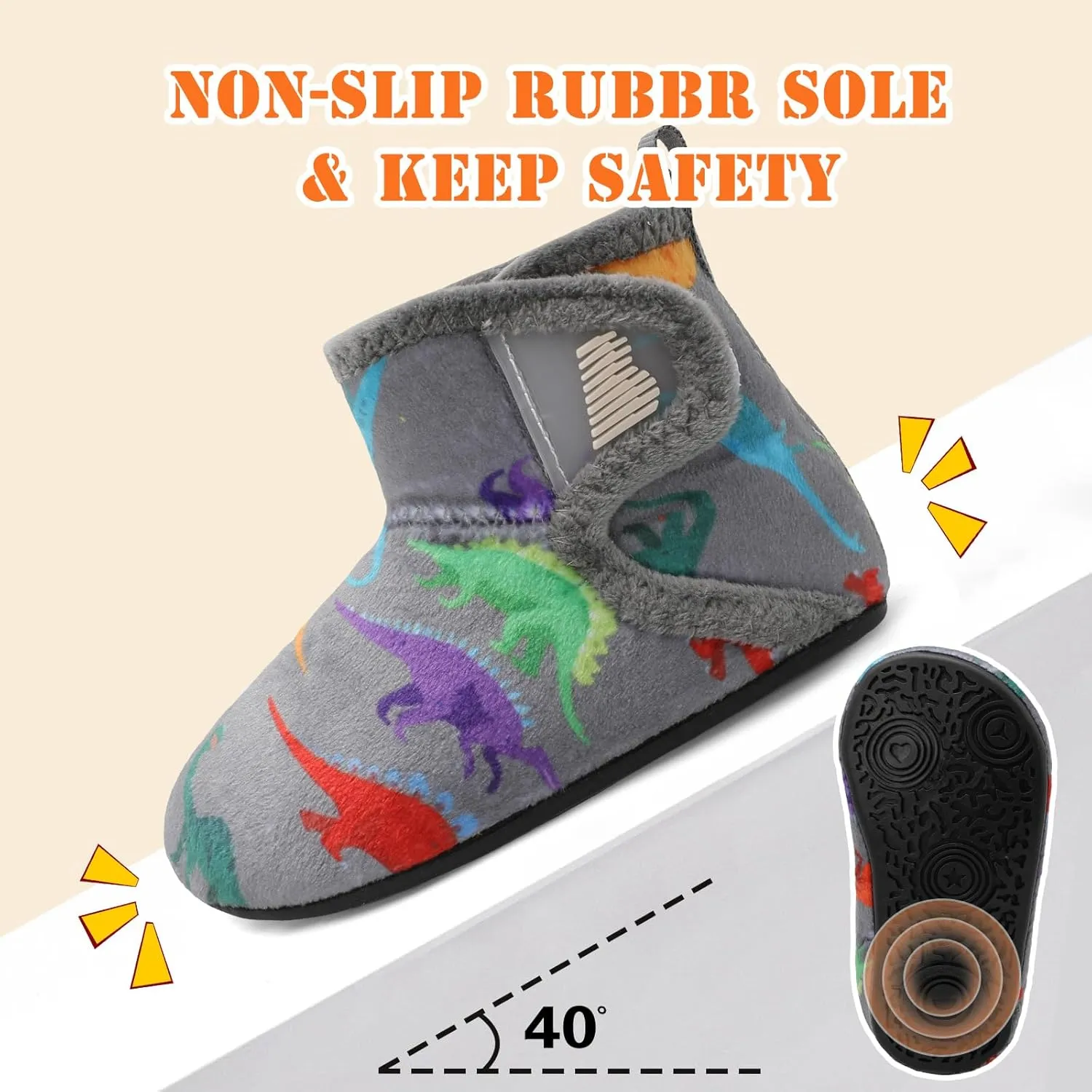 BARERUN Toddler Slippers Girls Boys House Shoes Baby Winter Booties Plush Cozy Kids House Slipper Warm Lightweight Infant Walking Shoes Socks