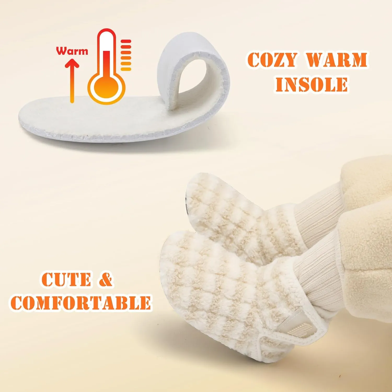 BARERUN Toddler Slippers Girls Boys House Shoes Baby Winter Booties Plush Cozy Kids House Slipper Warm Lightweight Infant Walking Shoes Socks