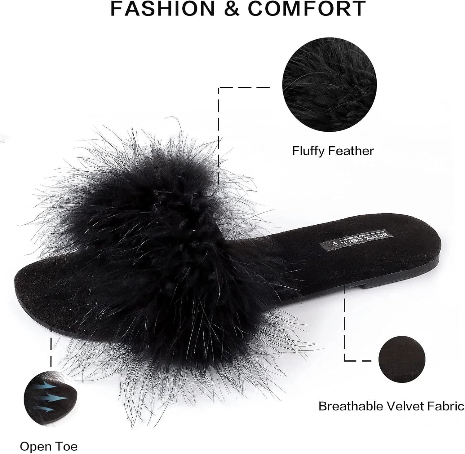 BCTEX COLL Women's Fluffy Pom Pom Feather Slipper Memory Foam Cozy Slippers House Bedroom Fuzzy Slippers for Women