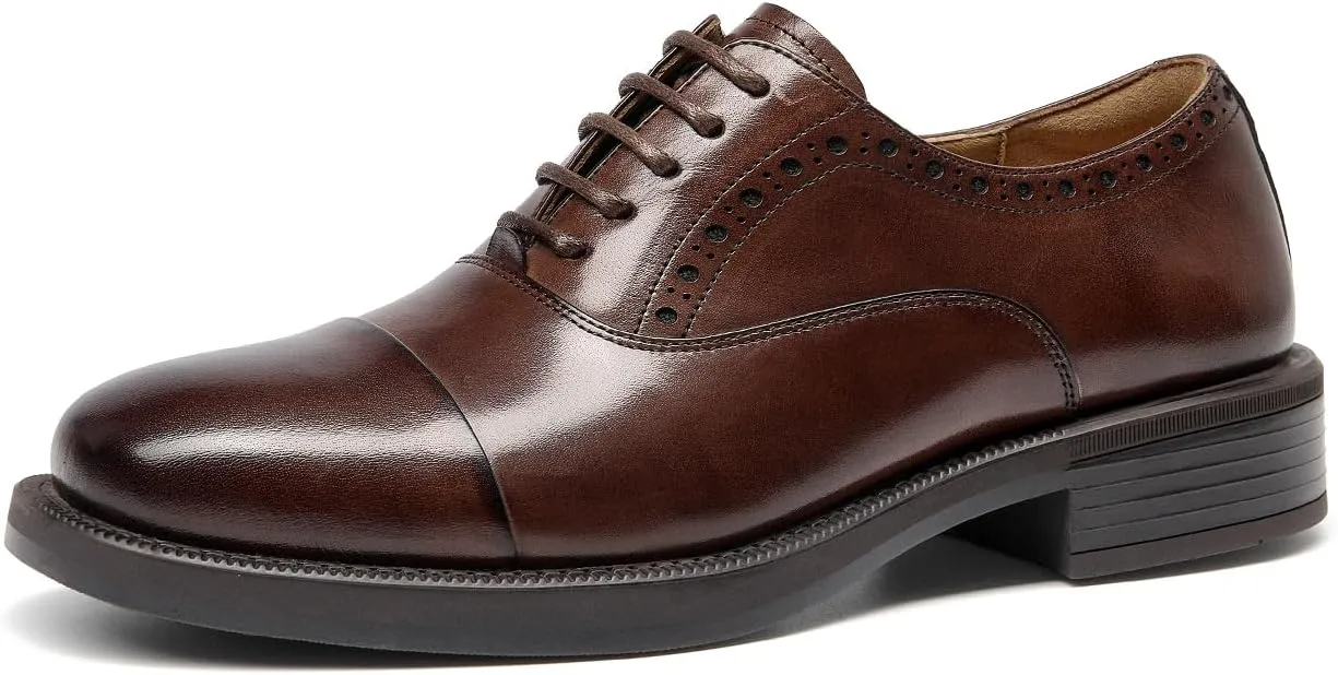 BEAU TODAY Women's Oxfords Dress Shoes, Leather Lace-Up Oxfords for Women, Comfortable Formal Cap Toe Business Casual Non Slip Office Driving Oxfords Shoes