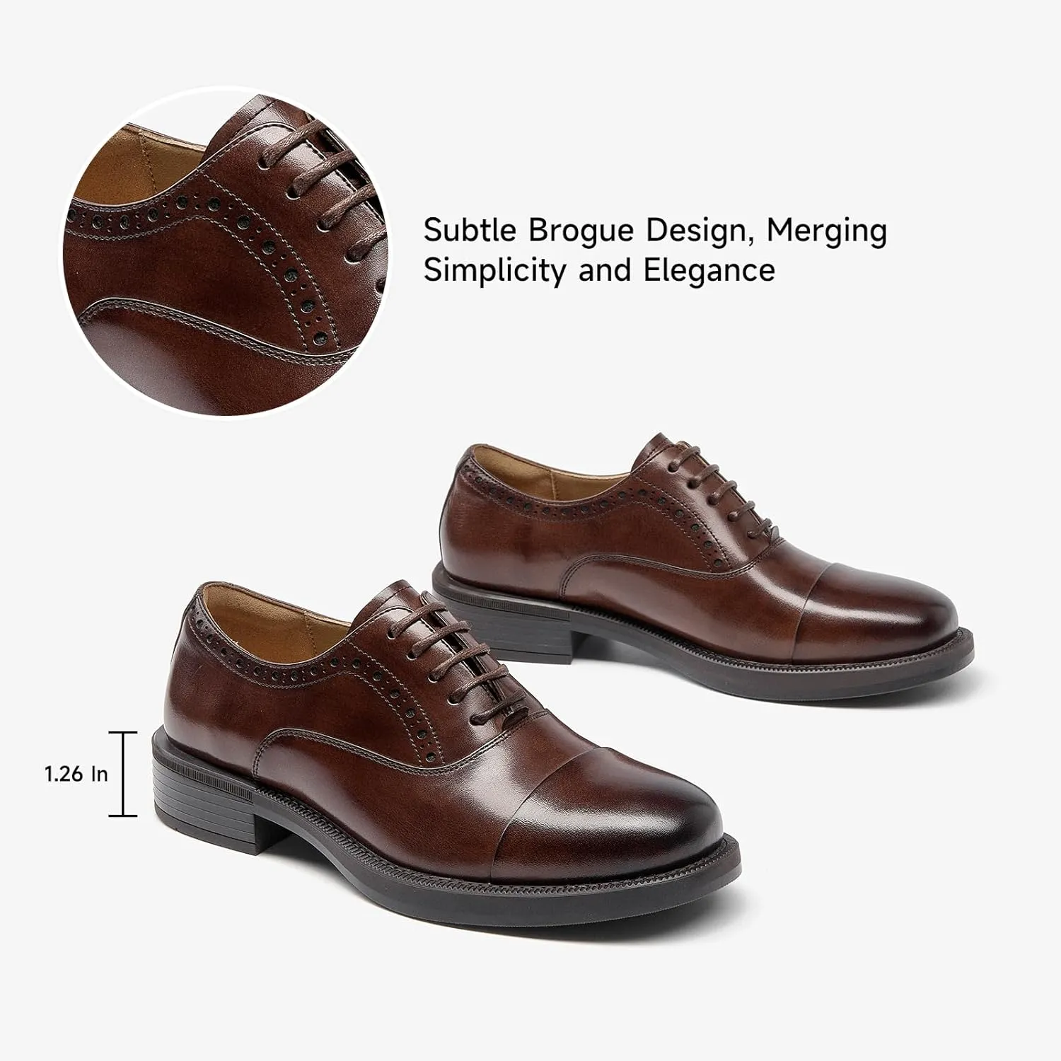 BEAU TODAY Women's Oxfords Dress Shoes, Leather Lace-Up Oxfords for Women, Comfortable Formal Cap Toe Business Casual Non Slip Office Driving Oxfords Shoes