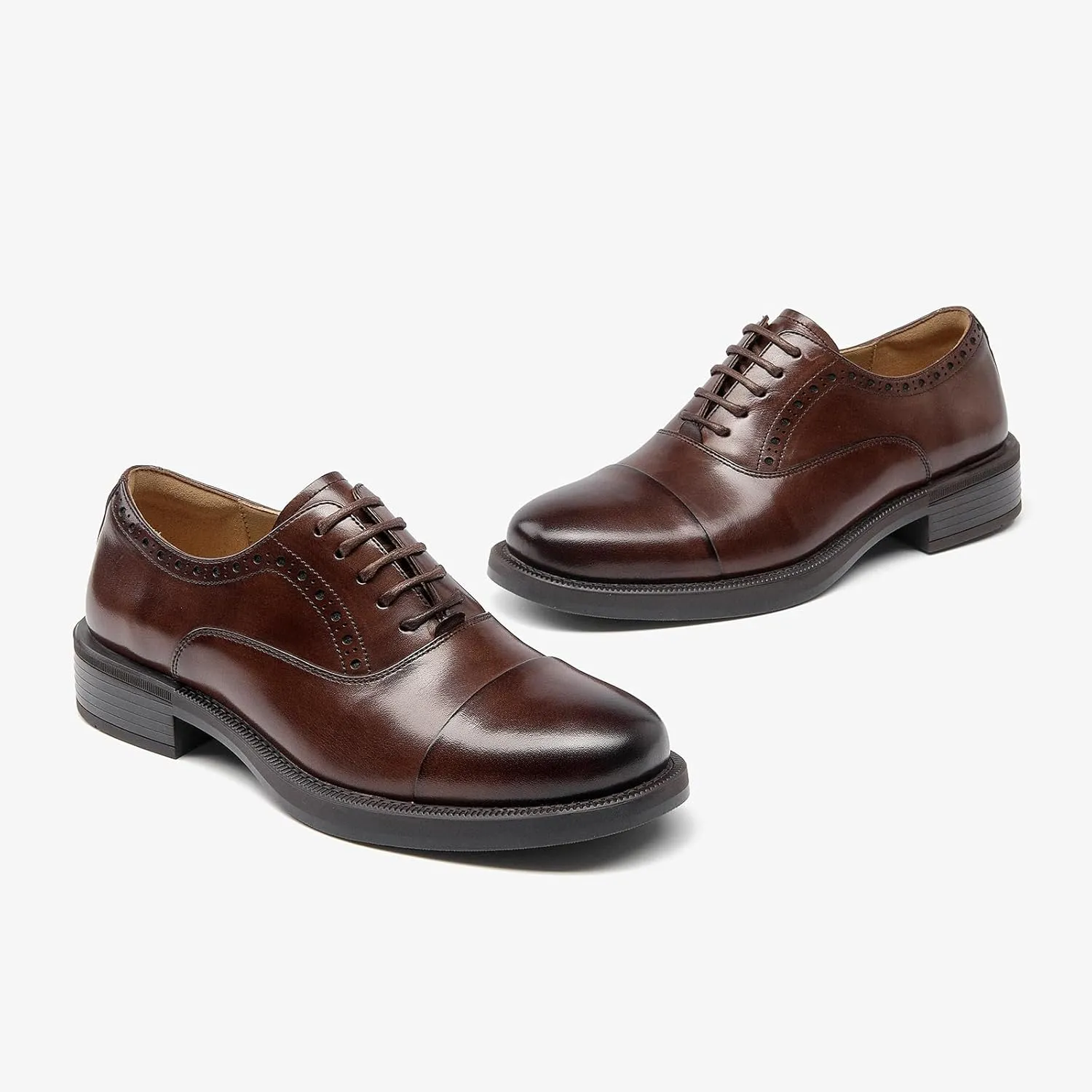 BEAU TODAY Women's Oxfords Dress Shoes, Leather Lace-Up Oxfords for Women, Comfortable Formal Cap Toe Business Casual Non Slip Office Driving Oxfords Shoes