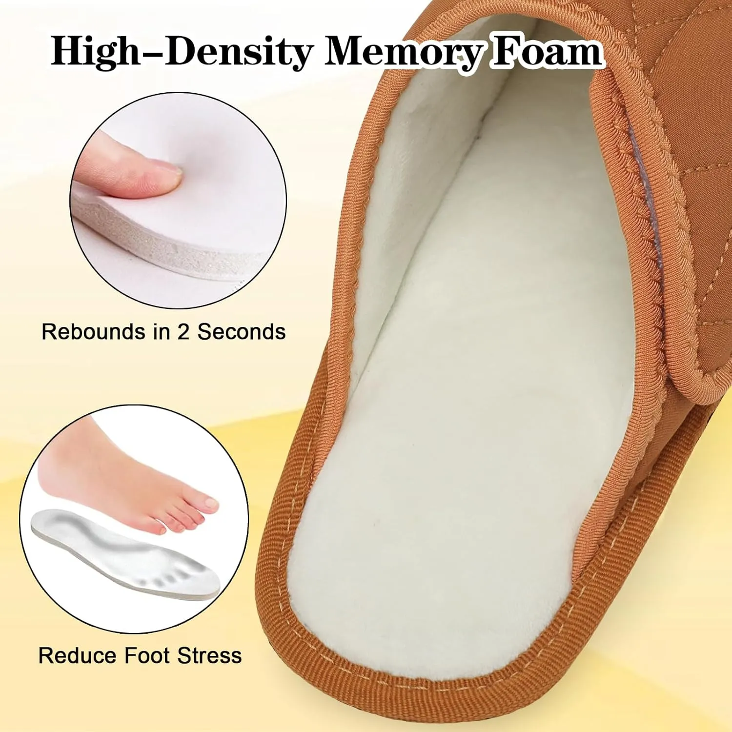 Besroad Mens Slippers Wide Memory Foam House Slippers Adjustable Diabetic Shoes Arthritis Edema Swollen House Shoes