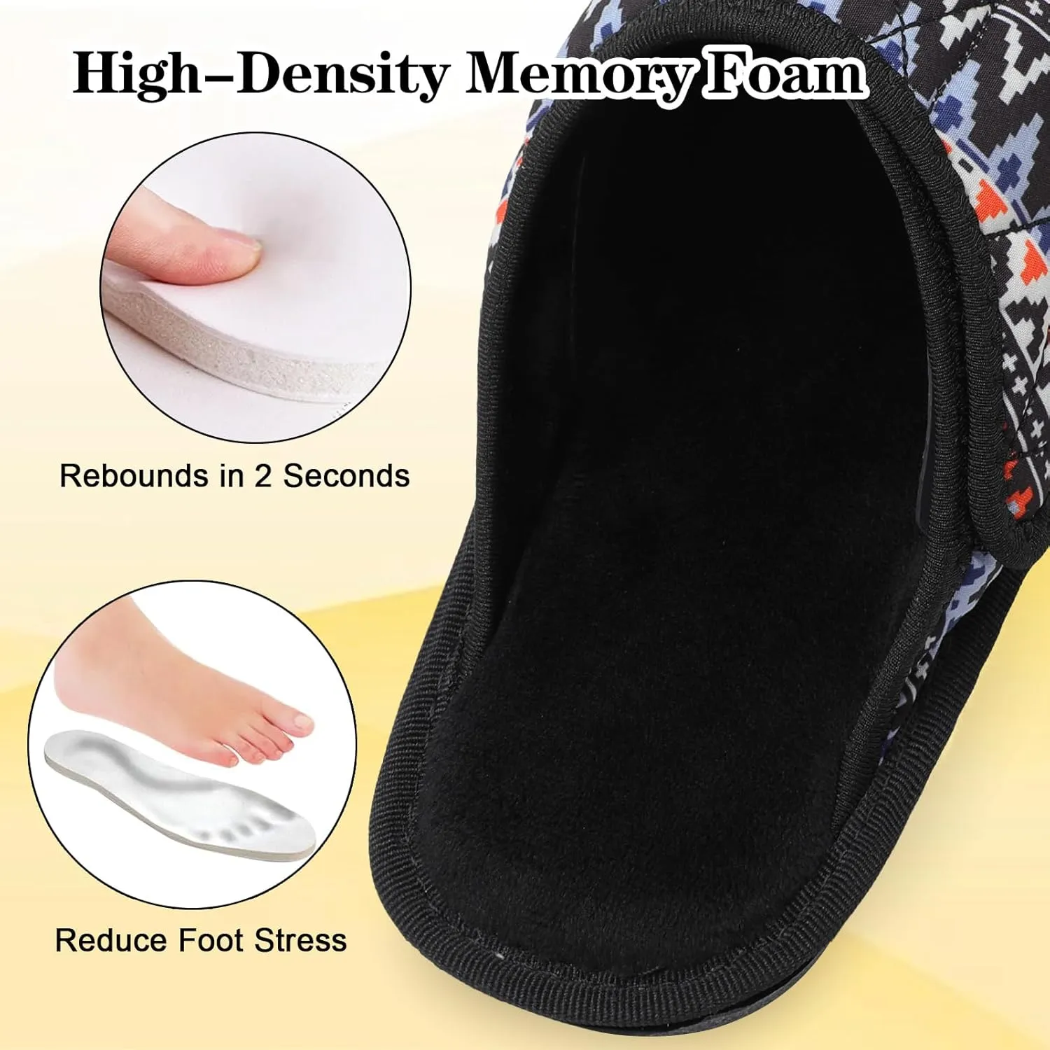 Besroad Mens Slippers Wide Memory Foam House Slippers Adjustable Diabetic Shoes Arthritis Edema Swollen House Shoes