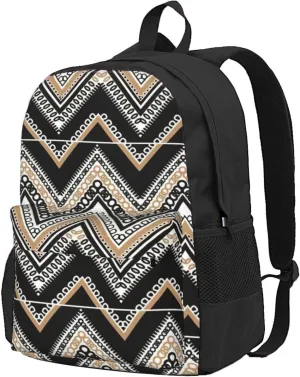 Black White Tan Zigzag Print Storage Bag, Shoulder Bag, Leisure Bag, Large Capacity Leisure Travel Shoulder Bag
