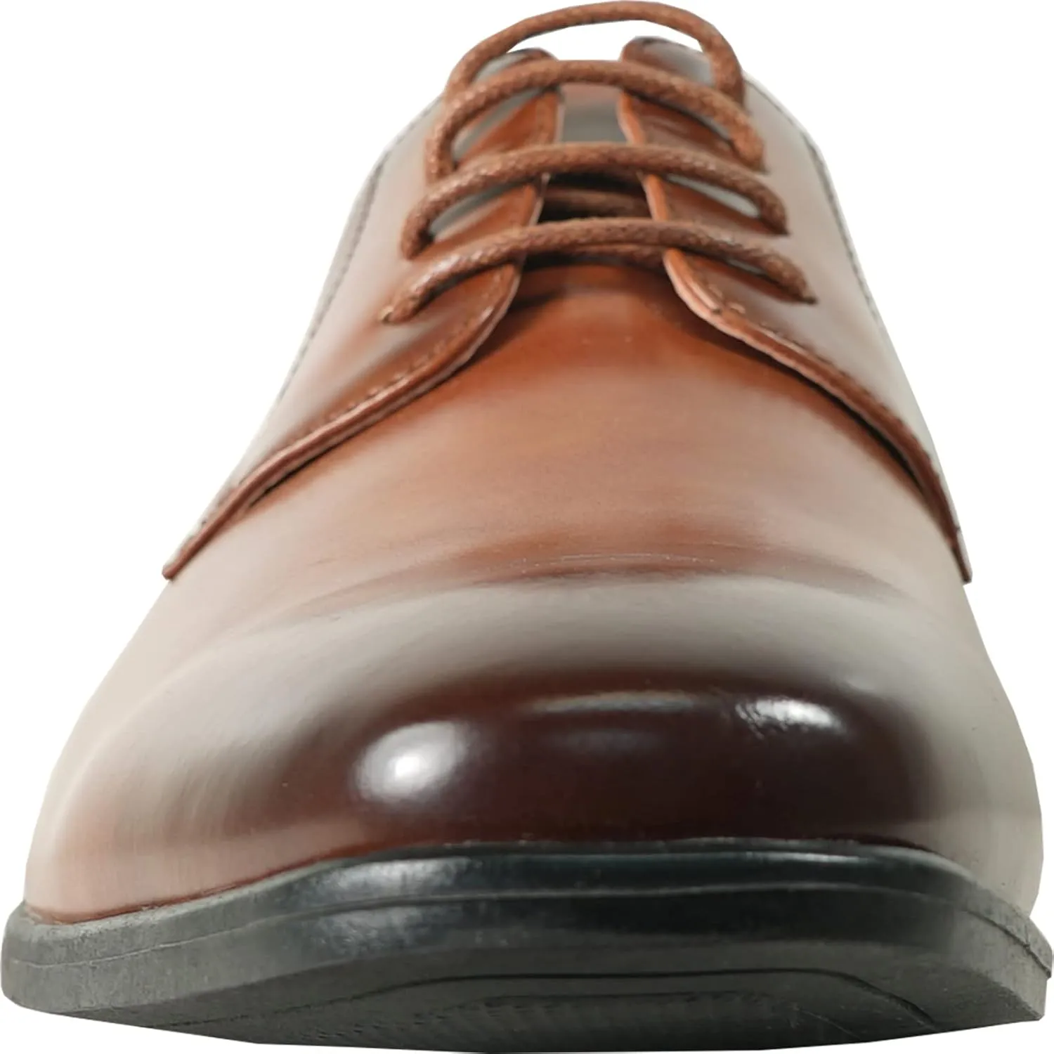 bravo! Men Dress Shoe King Classic Lace-up Oxford Plain or Cap Toe or Wingtip Leather Sock Medium and Wide Width Size from 6 to 18 Black Brown Cognac Blue Purple Red