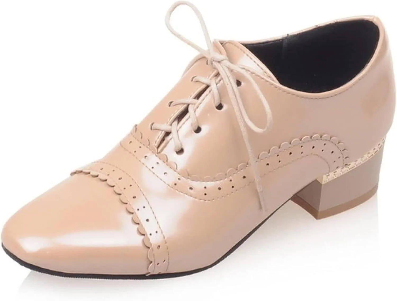 Brogue Women's High Heels Patent Leather Lace Oxford Shoes Comfortable High Heels Women's Party Dress Shoes