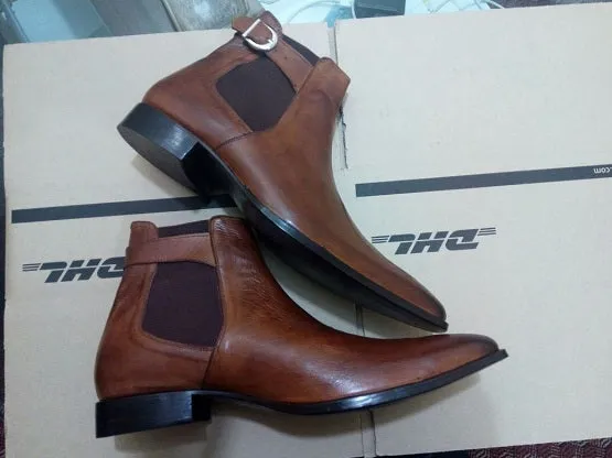 Brown Leather Chelsea Boots for Men - Handmade Ankle Boots