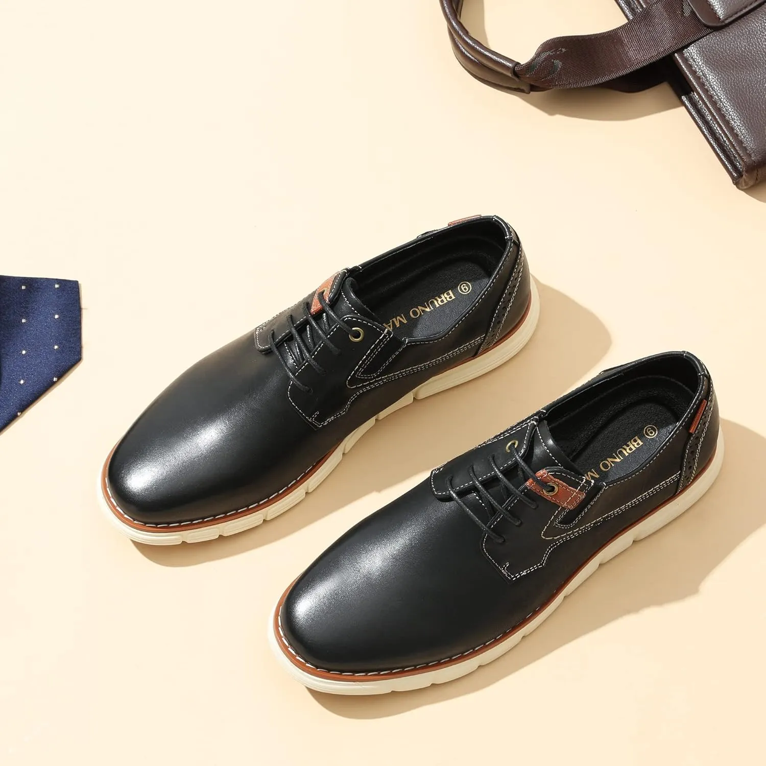 Bruno Marc Men's Crossflex Oxford Dress Sneakers Casual Leather Dress Shoes