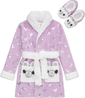 BTween Girls' Unicorn Bathrobe Set - Soft, Cozy, and Fun with Matching Slippers - Perfect for Lounging