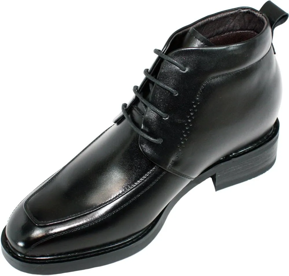 Calden Men's Invisible Height Increasing Elevator Shoes - Black Leather Lace-up Dress Formal Ankle Boots - 3 Inches Taller - K28801 - Size 11.5 D(M) US
