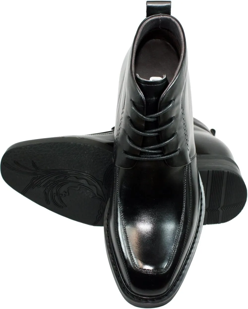 Calden Men's Invisible Height Increasing Elevator Shoes - Black Leather Lace-up Dress Formal Ankle Boots - 3 Inches Taller - K28801 - Size 11.5 D(M) US
