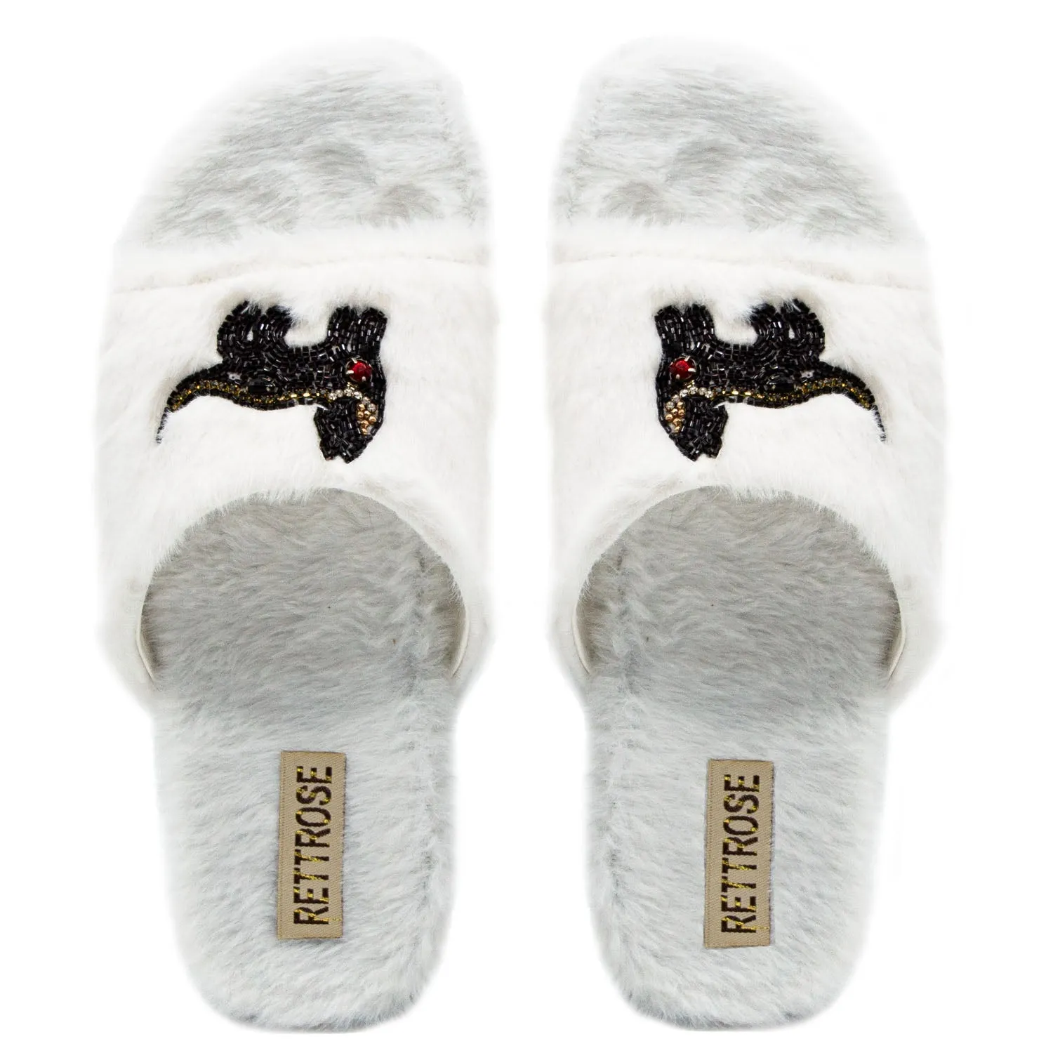 Callie Cream Luxury Plush Diamanté Embellished Handmade Slipper