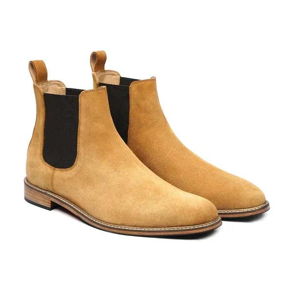 Camel Suede Chelsea Boots For Men ZW-0005