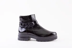 CAPRICE - 25413-017 LOW HEEL ANKLE BOOT - BLACK PATENT