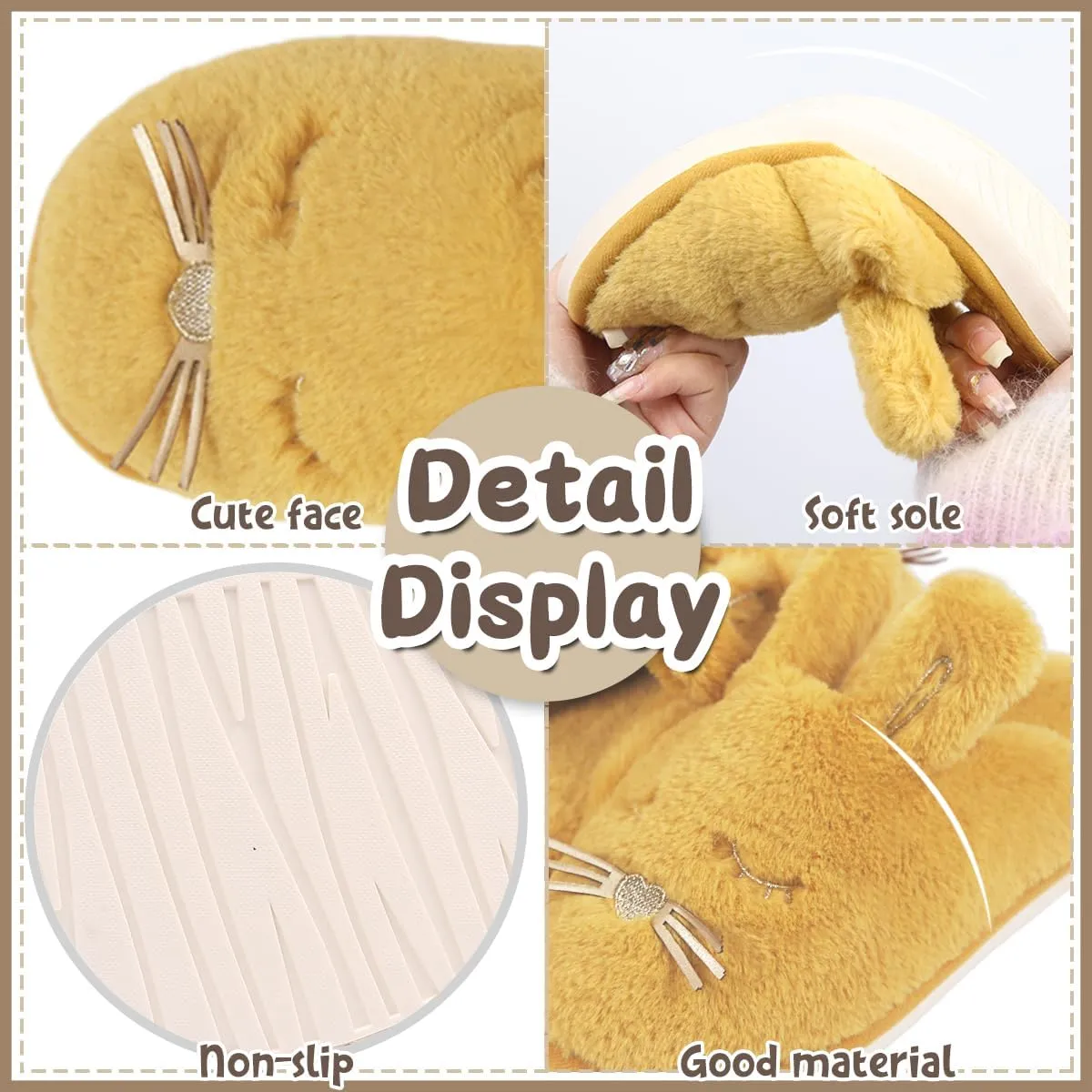 Caramella Bubble Bunny Slippers for Women Fuzzy Cute Animal Memory Foam House Rabbit Slippers Indoor Outdoor
