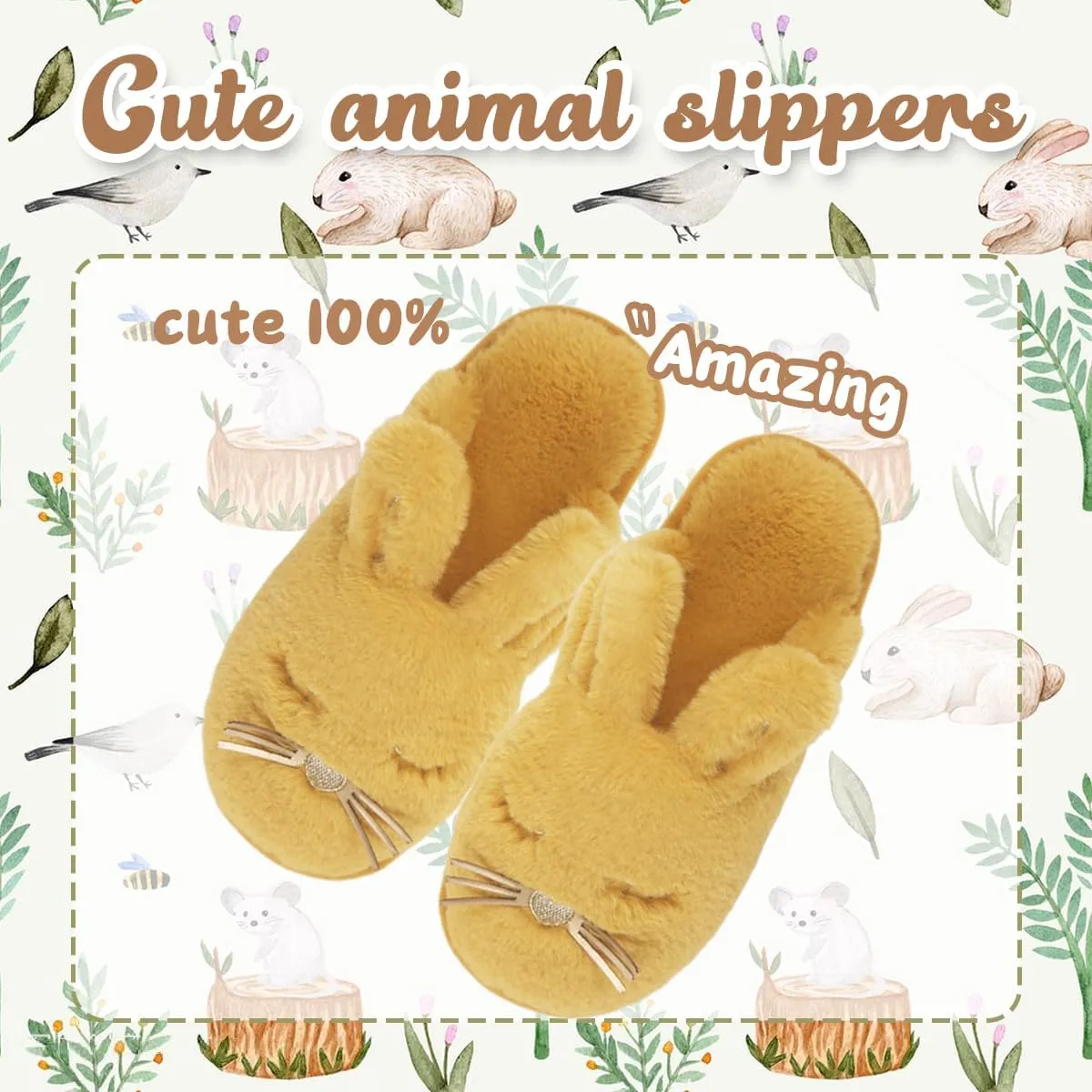 Caramella Bubble Bunny Slippers for Women Fuzzy Cute Animal Memory Foam House Rabbit Slippers Indoor Outdoor