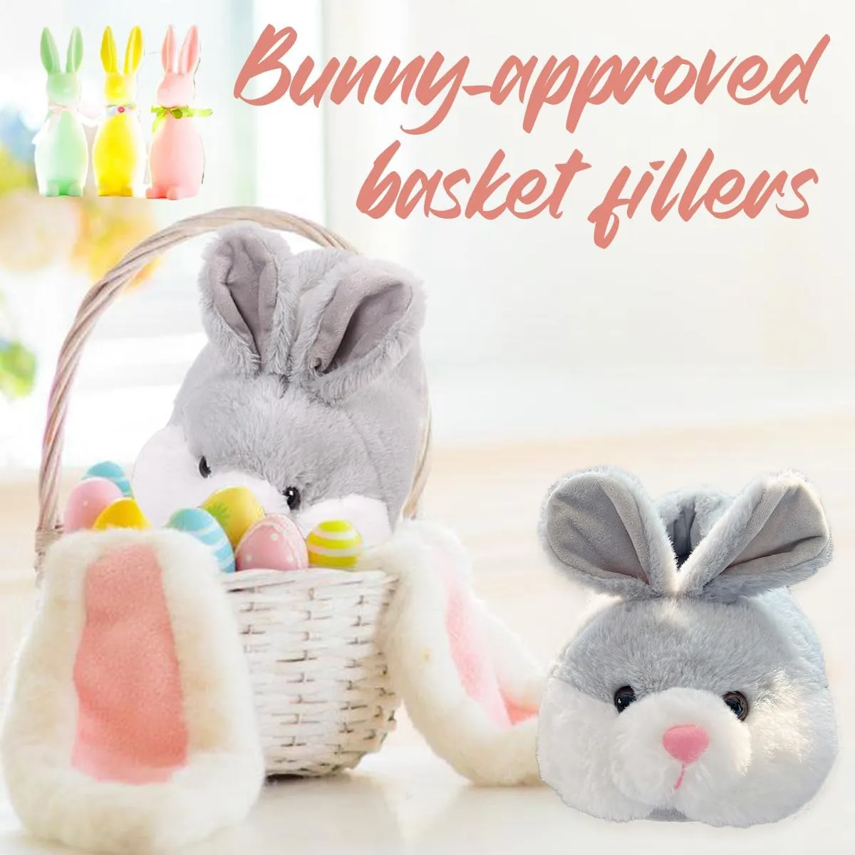 Caramella Bubble Classic Bunny Slippers for Women Funny Animal Novelty Slippers for Adults Cute Plush Rabbit Bedroom Slippers
