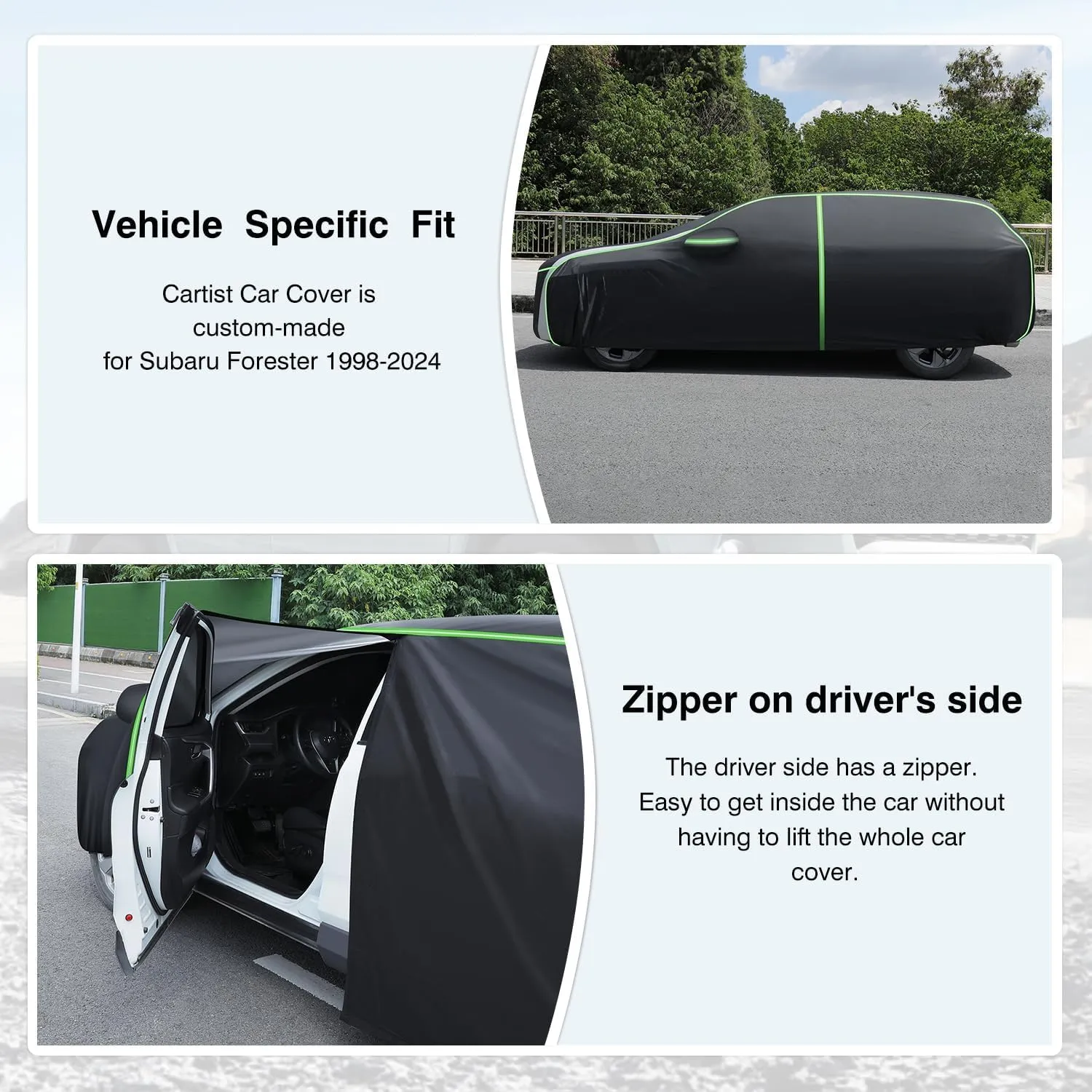 Cartist SUV Car Cover Fits for Subaru Forester 1998-2024 2025, All Weather Car Covers Outdoor for Forester Accessories, Waterproof with Zipper & Reflective Safety Strips