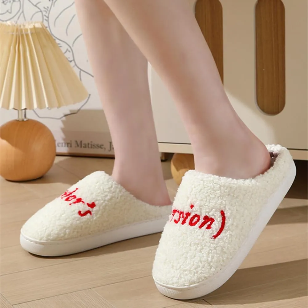 Cartoon Slippers for Womens Mens Cute Cozy Plush Warm Slip-on House Shoes for Indoor and Outdoor Meet Me at Midnight Strawberry Mushroom Evil Eyes Love Heart Slippers