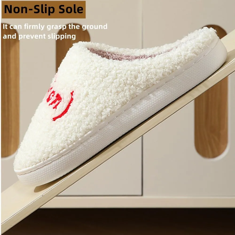 Cartoon Slippers for Womens Mens Cute Cozy Plush Warm Slip-on House Shoes for Indoor and Outdoor Meet Me at Midnight Strawberry Mushroom Evil Eyes Love Heart Slippers