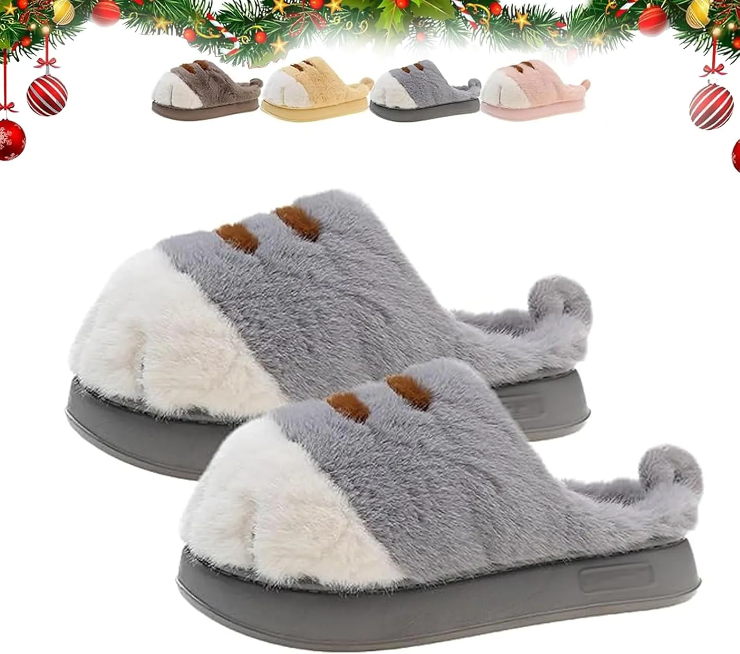 Cat Paw Slippers for Women, Cat Foot Slippers, Cat Slippers Cute Funny 3D Cat Paw Cartoon Slippers, Winter House Shoes
