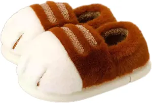 Cat Paw Slippers for Women, Cute Funny 3D Cat Paw Cartoon Slipper Warm Fluffy Furry Winter House Shoes