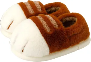 Cat Paw Slippers - Unisex Adults & Kids - Beige - Slip-On - Plush & Memory Sponge Interior - Anti-Slip EVA Sole - Washable - Home Slippers