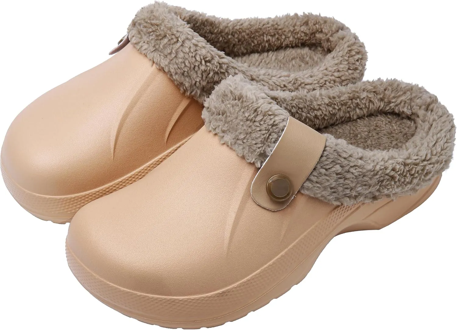 ChayChax Women and Men Fur Lined Clogs Memory Foam Warm Fuzzy Slippers Winter Waterproof Indoor Outdoor Slipper