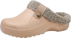 ChayChax Women and Men Fur Lined Clogs Memory Foam Warm Fuzzy Slippers Winter Waterproof Indoor Outdoor Slipper