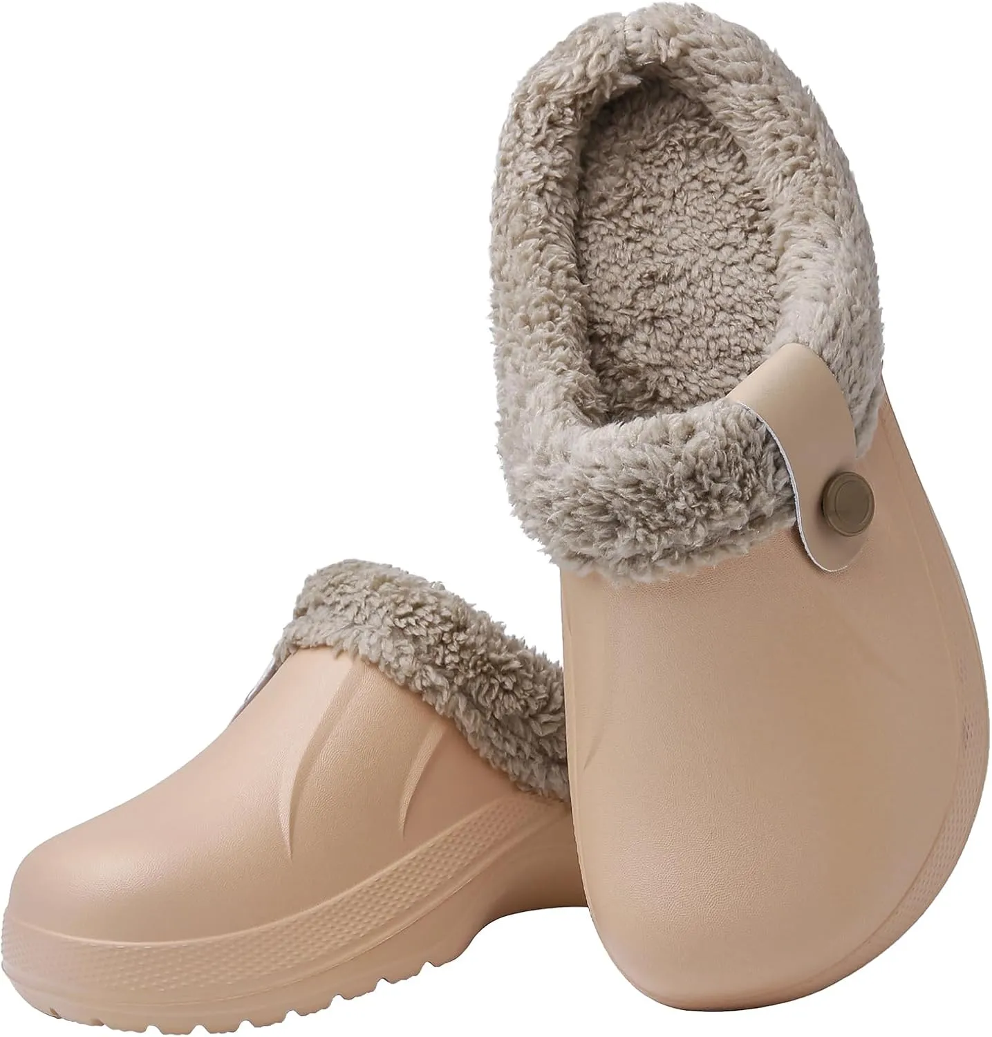 ChayChax Women and Men Fur Lined Clogs Memory Foam Warm Fuzzy Slippers Winter Waterproof Indoor Outdoor Slipper